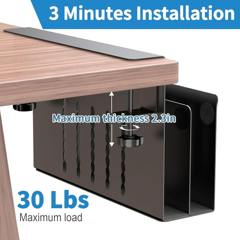 osseph 2 Tier Desk side storage, Desk Laptop Holder with Magnetic Pen Holder, No Drill Hanging Table Organizer for Office and Home Fits Flat Edge 0.3" to 2.3" - Image 5